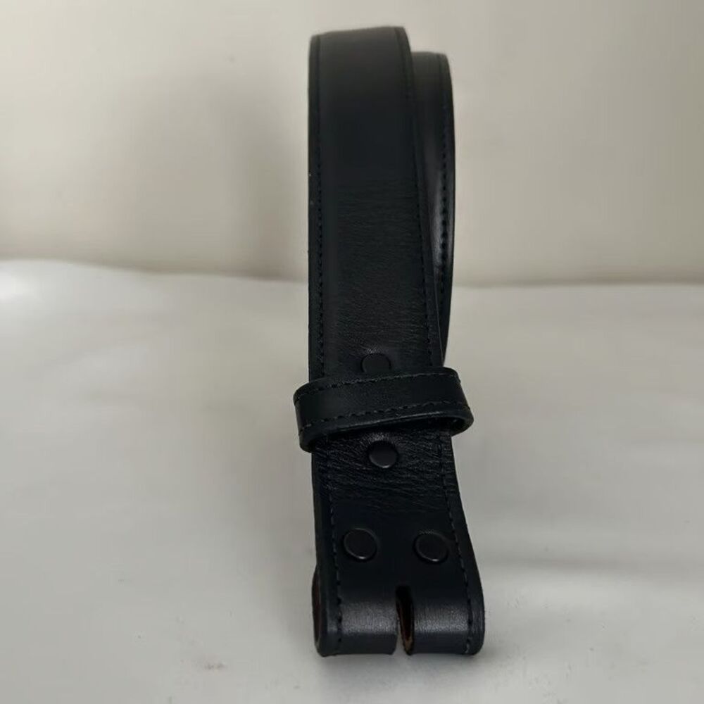 Pinto Ranch Leather Belt Strap Mens Size 36 Black Brown Calfskin Snap On USA
